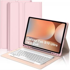 &Eacute;tui clavier pour Samsung Galaxy Tab S10 Ultra/S9 Ultra 14,6"", coque clavier Bluetooth disposition italienne magn&eacute;tique pour Samsung S9/S10 Ultra Tab 14,6 pouces, rose - Neuf