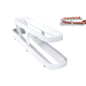 Support &agrave; ?ufs &agrave; 2 niveaux sur roulettes pour r&eacute;frig&eacute;rateur - Neuf