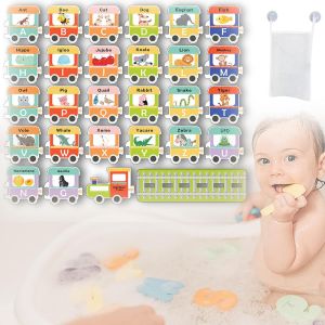Ulteronixshop-28pcs Jouet De Bain Pour B&eacute;b&eacute;, Morceaux De Lettres A-Z Avec Sac De Rangement, Alphabet De Salle De Bain De Mousse, Lettres Et Chiffres En Mousse Autocollants Muraux Pour Enfants - Neuf