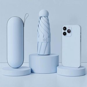 Mini Parapluie Anti-Uv Portable Pour Les Jours Ensolenommée Et Pluie,Avec Revêtement Uv Et- Bleu Ciel-C - Neuf