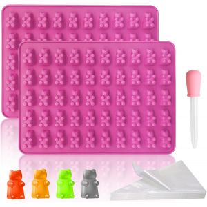 AYUHR-Silicone En Forme D'Ours En Gélatine, Moule En Silicone Avec 1 Pipette Et 50 Sac À Douille, Moldes Silicona Reposteria Pour Chocolats Ou Bonbons En Forme D'Ourson - Neuf