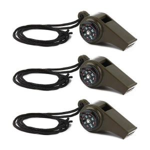 Sifflets De Survie D'urgence 3 En 1 - Pack De 3 Avec Boussole Et Thermomètre, Outil De Sécurité Puissant Pour Les Aventures En Plein Air - Neuf