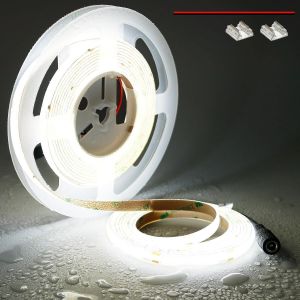 24v Cob Ruban Led Blanc 5000k 5m Ip65 &Eacute;tanche Cri 90+ Haute Densit&eacute; 480led/M 4000lm D&eacute;coupable Flexible Bande Led Pour Maison Chambre Cuisine[Rub9222007] - Neuf