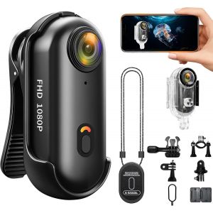 Mini Cam&eacute;ra D'Action Wifi,Camera Sport 1080P,Mini Camera Moto,App Contr&ocirc;l&eacute;,Portable Appareil Photo Sous-Marine,Magn&eacute;tique Action Cam Pour Vlog Cyclisme Surf Skateboard V&eacute;lo,Cam&eacute;ra Au Pouce(Noir) - Neuf