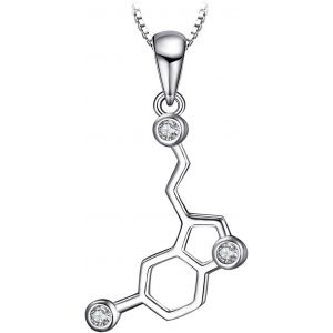 S&eacute;rotonine Mol&eacute;cule Cubique Zircone Pendentif Collier En Argent 925[Col9220602] - Neuf