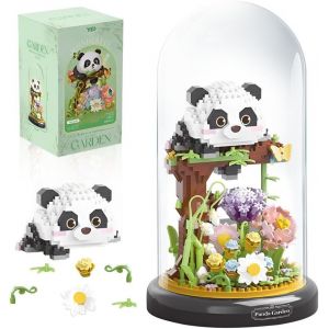 DDA-Ensemble de Construction de Fleurs de Panda, 999 PCS Kit de Construction de Fleurs et Plantes avec Couvercle Anti-poussière, Bloc de Construction Fleurs, pour Décoration de la Maison et Cadeau - Neuf