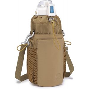 Sac Pour Bouteille D'eau Sac Isotherme Pour Bouteille Porte Gourde Imperm&eacute;able Avec Poche Pour T&eacute;l&eacute;phone, Bandouli&egrave;re Amovible Et R&eacute;glable (Brun) - Neuf