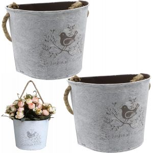 Pot de Fleurs Suspendu Jardini&egrave;res-Demi-Cercle Galvanis&eacute; Vase Mural Pots Int&eacute;rieur et Ext&eacute;Rieur Mur D&eacute;coration Suspendue pour Ferme Cour Jardin Succulentes D'herbes,2 Ensembles - Neuf
