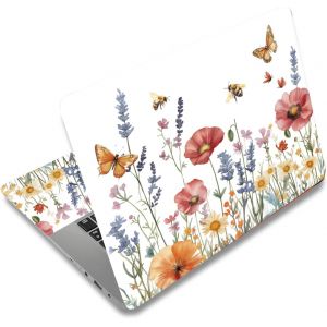 acdsgd-Autocollant Ordinateur Portable Motif Floral Aquarelle Papillons et Abeilles Habillages et Autocollants pour Ordinateur Habillages et Autocollants pour Ordinateur Portable 12-15.6 Pouce - Neuf