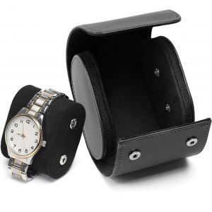 Kal-Boîte À Montre Homme, Luxe Pu Cuir Boite Montre Pour 1-3 Montres Boîte Rangement Montre, Portable Etui Montres Voyage, Coffret Montre Homme Pour Cadeau Noël Anniversaire (Noir, 1-Montre) - Neuf