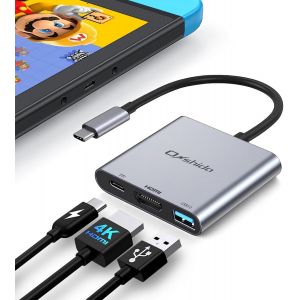 Gjfty-Switch Docking Station Pour Nintendo Switch, Adaptateur Usb C Vers Hdmi 4k, 3 En 1 Usb C Hub Avec Usb A 3.0 Et Charge Pd 100 W Pour Macbook Pro/Air, Ipad, Samsung Dex - Neuf