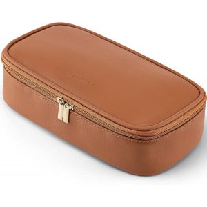 Petite de maquillage de voyage pour femmesac cosm&eacute;tique portablede maquillage multifonctionnelleen cuir imperm&eacute;ableCaf&eacute; au lait.de maquillage - Neuf