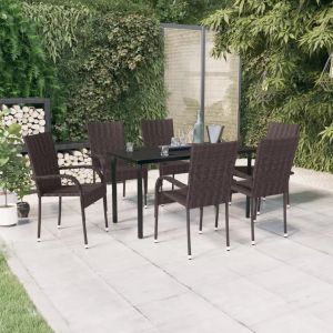 Prolenta Premium - Ensemble &Agrave; Manger De Jardin 7 Pcs Marron Et Noir - Neuf