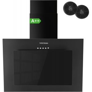 CHECARZHN--NO1-Hottes Aspirantes 60Cm, Class A++ Hotte Cuisine Inclinée Silencieuse, 350M³/H Hotte Aspirante Evacuation Ou Recyclage, Filtres Charbon Inclus, 3 Vitesses Hotte, Led Eclairage, 56 Db, N - Neuf