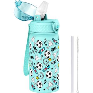 Petite Gourde Isotherme Avec Paille Pour Enfant, Double Paroi En Acier Inoxydable, Anti-Fuites, Sans Bpa - Pour Filles Et Gar&ccedil;ons (420 Ml) - Neuf