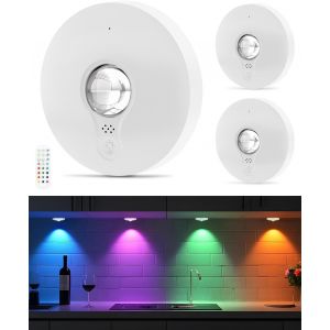 Subzonal-Lampes Led Rgb Rechargeables Avec T&eacute;l&eacute;commande, Lampe De Cuisine Sous Placard Avec Batterie 1500mah, Intensit&eacute; R&eacute;glable Et Minuterie, &Eacute;clairage Sans Fil &Agrave; Coller Pour Placard, Blanc, Lot De - Neuf