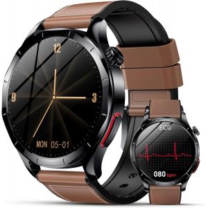 MEVRONISSHOP-2026 Nouv&iquest; Montre Connect&eacute;e Homme avec ECG+HRV/Press&iquest;on art&eacute;r&iquest;elle/Acide Urique/IMC,1,43"" AMOLED Smartwatch avec Fonction SOS,24/7 Fr&eacute;quence Cardiaque/Sommeil/SpO2/Apn&eacute;e,Android/iOS - Neuf