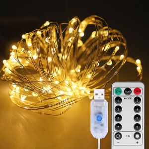 Kal-Guirlande Lumineuse 10m,100 Led Usb Noël Fairy Lights Ip65 Etanche Lumière 8 Modes Décoration Intérieur/Extérieur/Noël Avec Télécommande - Neuf