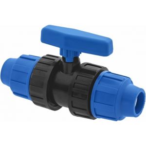 Robinet à boisseau sphérique pour raccords de conduites d'eau de 32 mm - Vanne à compression PN10 - Robinet à boisseau sphérique compatible avec les conduites en polyéthylène PE80 et PE100 - 1 pièce - Neuf