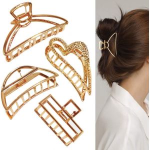 Kalanka-Pinces À Griffes En Métal, Pinces À Cheveux 4 Pièces Grande Pince À Cheveux Antidérapante Pour Femmes Filles Pour Fixer Les Cheveux ¿Or¿ - Neuf