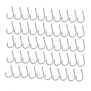50pcs Hame&ccedil;on De P&ecirc;che En Acier &Agrave; Haute Teneur En Carbone Incisif Carpe Barbel&eacute;e Hame&ccedil;on Avec Trou Pour L'activit&eacute; De Plein Airtype 14# - Neuf
