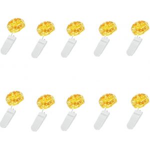 JGD-Guirlande Lumineuse &agrave; Piles, 10 Pi&egrave;ces 2M 20Led IP44 &Eacute;tanche Guirlande Lumineuse F&eacute;e D&eacute;cor pour No&euml;l, F&ecirc;te, Mariage, Chambre, Blanc Chaud (Blanc Chaud) - Neuf