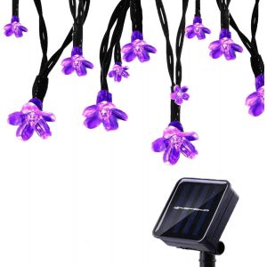 Guirlande Solaire Ext&eacute;rieure Avec Fleur, 7m 50 Led Guirlande Lumineuse Solaire Etanche, 8 Modes D'&eacute;clairage Lampe D&eacute;coratives Pour Jardin Gazebo Patio Cour Cl&ocirc;ture Ext&eacute;rieur (Violet) - Neuf
