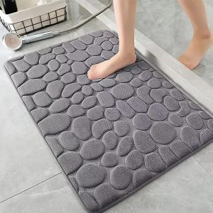KALANKA-40x60cm Tapis de Bain en Mousse &agrave; M&eacute;moire de Forme, Tapis de Bain Absorbant, Lavable en Machine (Gris Fonc&eacute;) - Neuf