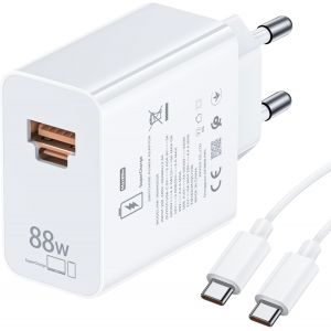 88w Supercharge Chargeur Rapide Pour Honor 200 Lite 90 Lite,2-Ports 88w Pd Chargeur Rapide Avec 6a Câble Usb C 1m,Supercharge Chargeur Pour Honor Magic7 Lite 7pro 6 6lite 6pro 70 Lite X6b X8b Pad X8a - Neuf