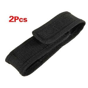 2pcs 13cm Nylon Noir Porte Ceinture Pochette Étui Sac pour Lampe de poche LED Torche - Neuf