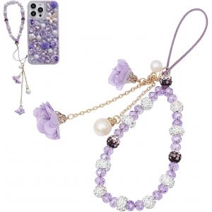 Charme De T&eacute;l&eacute;phone,Bijoux De Telephone,Cha&icirc;ne De T&eacute;l&eacute;phone Perle,Cordon Telephone Portable Cristal Violet,Bracelet T&eacute;l&eacute;phone,Cha&icirc;ne De T&eacute;l&eacute;phone Anti-Perte,Dragonne De Lani&egrave;re De T&eacute;l&eacute;phone - Neuf