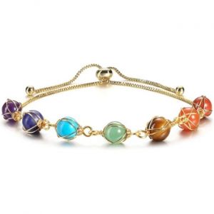 Bracelet De Gu&eacute;rison Des 7 Chakras Pour Femmes, Pierres Pr&eacute;cieuses Naturelles, Yoga, Reiki, Chakras, Anxi&eacute;t&eacute; - Neuf
