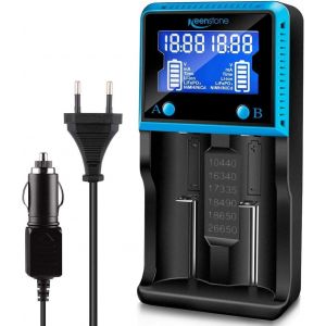 Ceru-Chargeur De Batterie Universel 18650 Avec 2 Baies,Lcd Smart Charge Rapide Pour Ni-Mh Ni-Cd Aa Aaa Li-Ion Lifepo4 Imr 10440 14500 16340 18650 Rcr123 26650 - Neuf