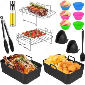 NouvelHorizonstore-19 pi&egrave;ce saccessoires air fryer pour Ninja Foodi AF400EU, AF300EU 7.6L-9.5L friteuse &agrave; air chaud, moule en silicone set d'accessoires friteuse &agrave; air chaud Compatible avec Dual Zone - Neuf