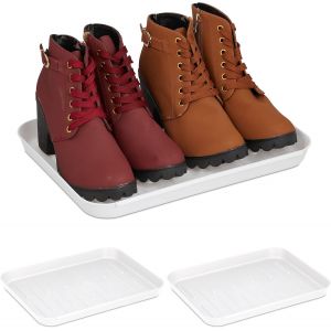 Kgabery-Bacs À Chaussures,Lot 3,Supports Pour Souliers Mouillés,Hxlxp: 3x35x27 Cm,Plateaux Plastique,Blanc - Neuf