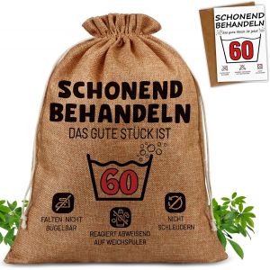Pochette Cadeau Humoristique Pour 60e Anniversaire Avec Carte D'anniversaire 60 Ans - Cadeaux Pour Homme Et Femme - Emballage 60e Cadeau D'anniversaire - Traiter En Douceur 60 (40 X 30 Cm) - Neuf