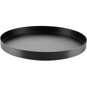 Checarzhn--No1-Plateau Décoratif Rond - 30 Cm - Noir - En Métal - Design En Métal - Plateau De Service En Acier Inoxydable Pour Assiettes, Dessert, Cosmétiques, Bijoux, Bougies - Neuf