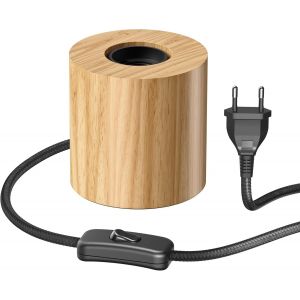 Kal-Lampe De Table Hito, Interrupteur, Bois Véritable (Hévéa), Ronde, Marron Clair, 1x E27 Max. 60w - Neuf