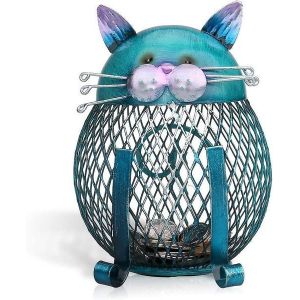 Tirelire en m&eacute;tal fantaisie en forme de chat &iquest; Pot &agrave; pourboire &eacute;cologique fait main pour la d&eacute;coration int&eacute;rieure et id&eacute;e cadeau unique - Neuf