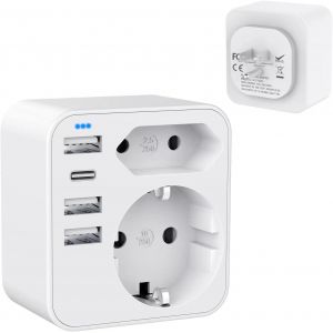 JGD-Adaptateur Prise USA,6 en 1 Adaptateur Prise France vers USA Canada,Adaptateur USA, 2 Prises et 4 USB 3.4A, Adaptateur France vers USA pour Canada Mexique Tha&iuml;lande Dominicaine, - Neuf