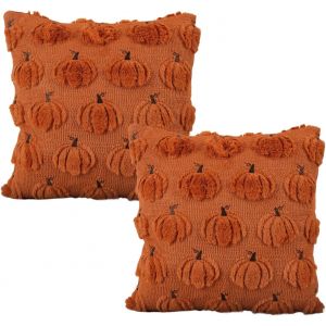 Trahoo-&reg; Taie D'oreiller D'automne, Taie D'oreiller D'halloween 40x40 Cm, Taie D'oreiller De D&eacute;coration De Citrouille, D&eacute;coration Pour Halloween F&ecirc;te Des R&eacute;coltes Canap&eacute; Chambre Salon, 2 Pi&egrave;ces - Neuf