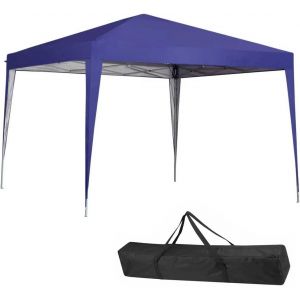 Ulteronixshop-Tonnelle 3 X 3 M&egrave;tres Pliable Tissu Polyester Imperm&eacute;able Structure En M&eacute;tal Refermable &Agrave; Accord&eacute;on, Tente Portative Juste March&eacute; Jardin Ext&eacute;rieur + Sac De Transport (Bleu) - Neuf