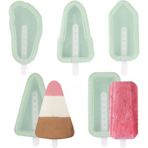 Kalanka-5 Pi&egrave;ces Moule A Glace, Premium Moule Glace Silicone Batonnet R&eacute;utilisables Sans Bpa, Moule &Agrave; Glace Avec Design De Poign&eacute;e Facile &Agrave; D&eacute;mouler, Tendance De L&eacute;t&eacute; Bricolage De La Cr&egrave;me Glac&eacute;e - Neuf