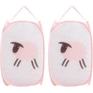 MDY-2 Pcs Panier à Linge, Corbeilles à Linge Pliable, Sac à Linge, Panier à Linge Pliable Pop Up avec Manipuler, pour Organiser Chambre denfants, Jouets, Vêtement, 30 x 30 x 48 cm (Rose) - Neuf