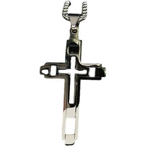 Kal-Collier Croix Hommes Manquantes Croix Pendentif En Acier Inoxydable Christianisme Bijoux J&eacute;sus Pr&ecirc;tre Creux Cadeau - Neuf