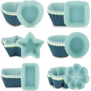 24 Pi&egrave;ces Moules &Agrave; Muffins Silicone,Moule Silicone 6 Formes,Moule Gateau,Moules &Agrave; Cupcakes- ,Sans Bpa,Rev&ecirc;tement Antiadh&eacute;sif,Convient Pour Les G&acirc;teaux,Les Cr&egrave;mes Et Les Puddings - Neuf