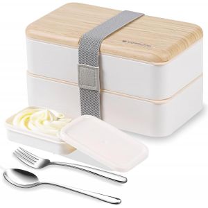 Bo&icirc;te Bento Repas Bo&icirc;te &Agrave; Lunch Bo&icirc;te &Agrave; D&eacute;jeuner Gouter Bundle Divider Style Japonais Lunch Box Avec Une Cuill&egrave;re Et Une Fourchette En Acier Inoxydable (Rose) - Neuf