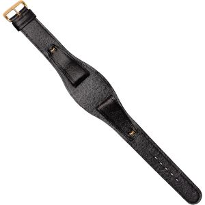 Kal-Bracelet De Montre En Cuir Legitima Noir Pour Homme 18 Mm New Old Stock 1960 1970 - Sweat Militaire Vintage Original - Strap Bracelet De Montre Antique Traditionnelle - Neuf