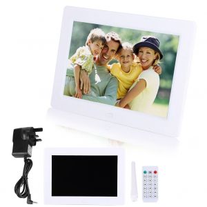 Cadre photo numerique 8 pouces 1280 x 800, reveil, lecteur, album, telecommande, ecran IPS, blanc, Royaume-Uni - Neuf
