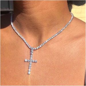 Kal-Collier Ras Du Cou En Strass Cristal Collier Pendentif Croix En Argent Collier Chaîne Tennis Collier Croix Cz Collier Ras Du Cou Bijoux Pour Femmes Et Filles - Neuf